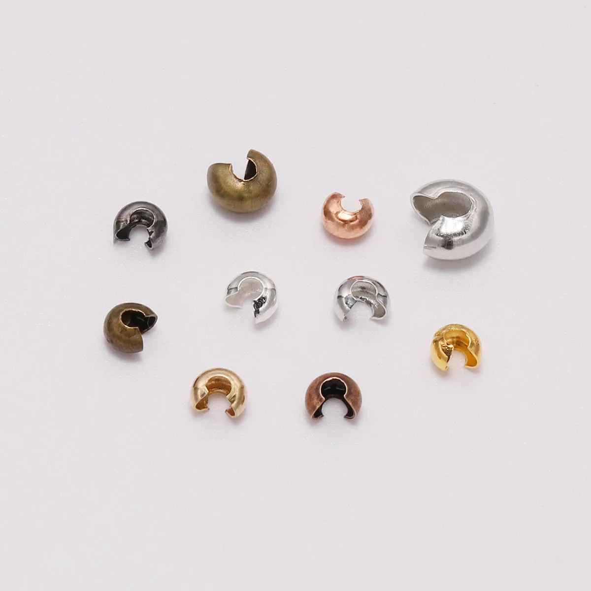 

100pcs Copper Round Covers Crimp End Beads Stopper Spacer Beads Necklace Crimp End DIY Jewelry Making Findings Supplies