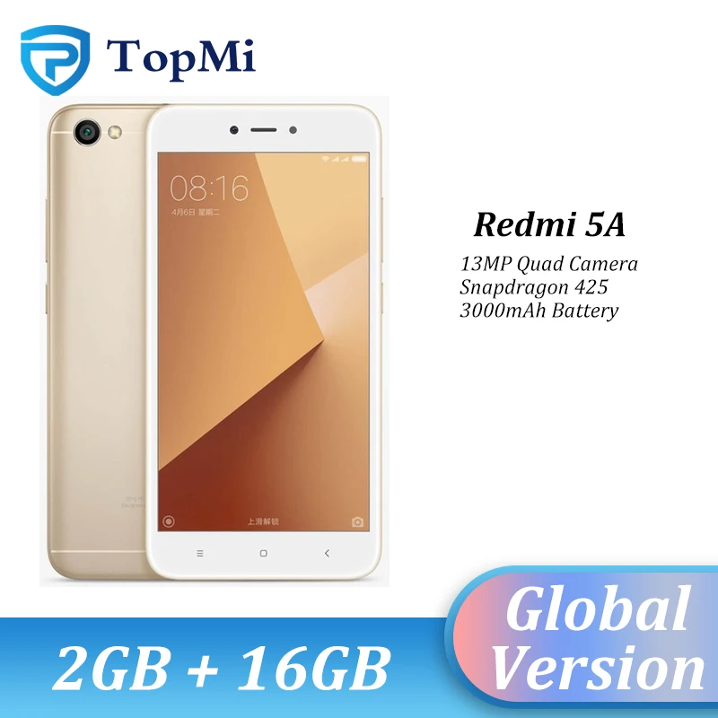 Глобальная версия смартфона Xiaomi Redmi 5A 2 Гб ОЗУ 16 ПЗУ Snapdragon 425 задняя камера 13 МП