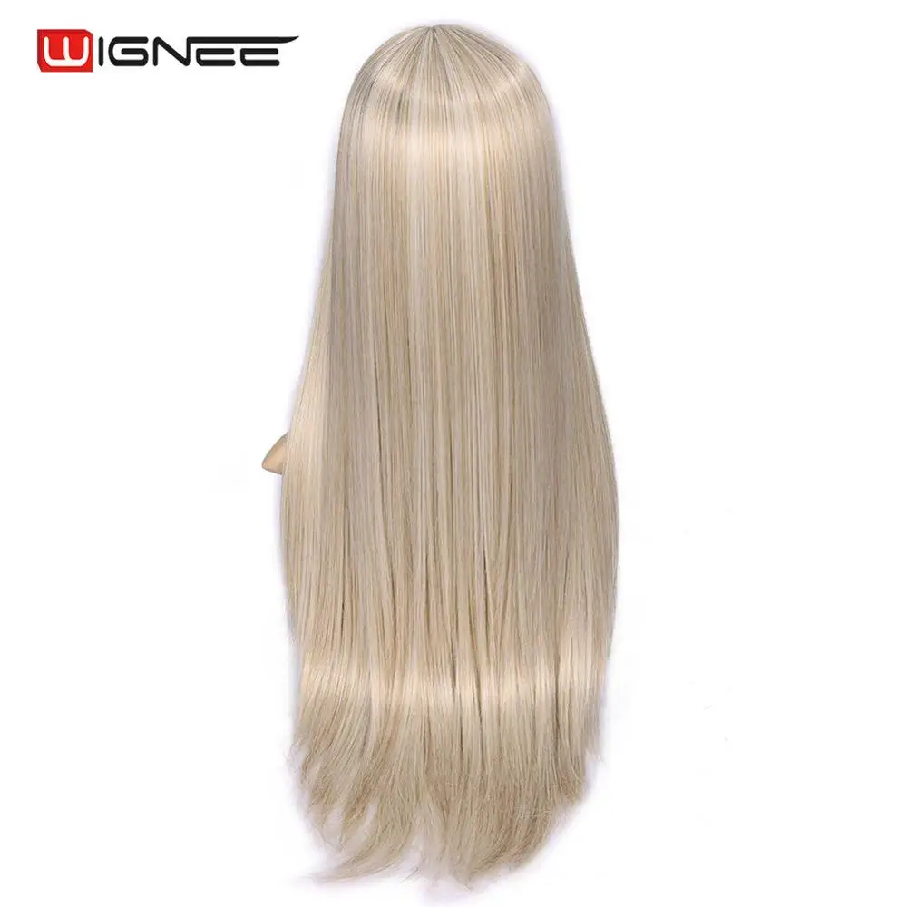 GBA19012 Wignee Ombre Синий длинные прямые волосы синтетический парик для женщин высокая температура термостойкие ежедневные/вечерние игра трон полный парик - Цвет: GBA19012