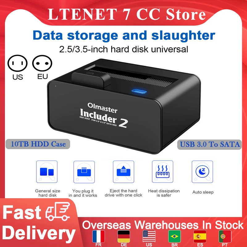 

Док-станция для внешних жестких дисков 2,5/3,5 дюйма с USB 3,0 на SATA