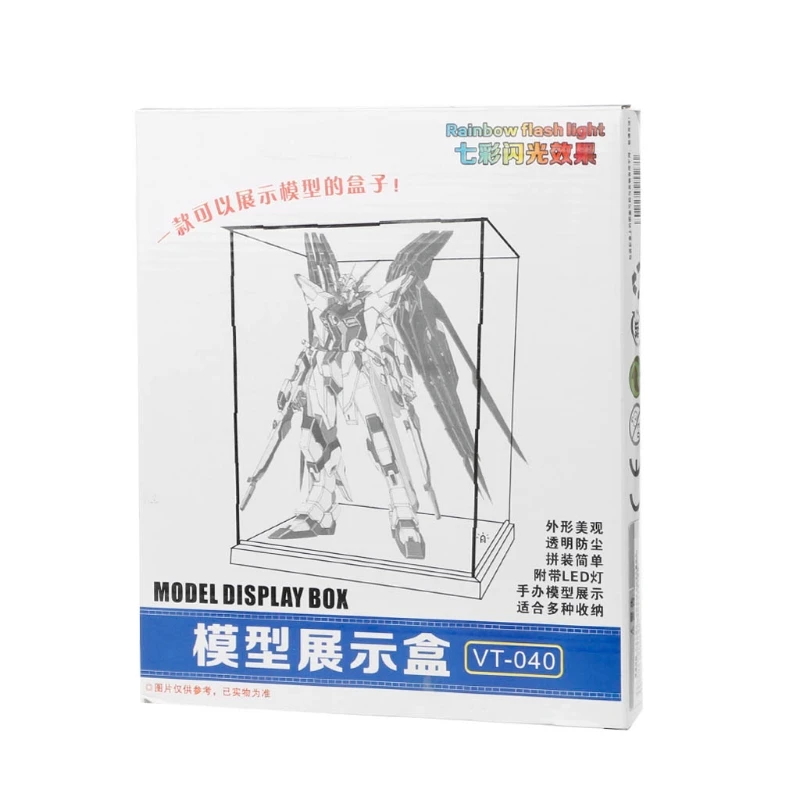 

Clear Acrylic Display Box With Colorful Light Dustproof Action Figure Showcase