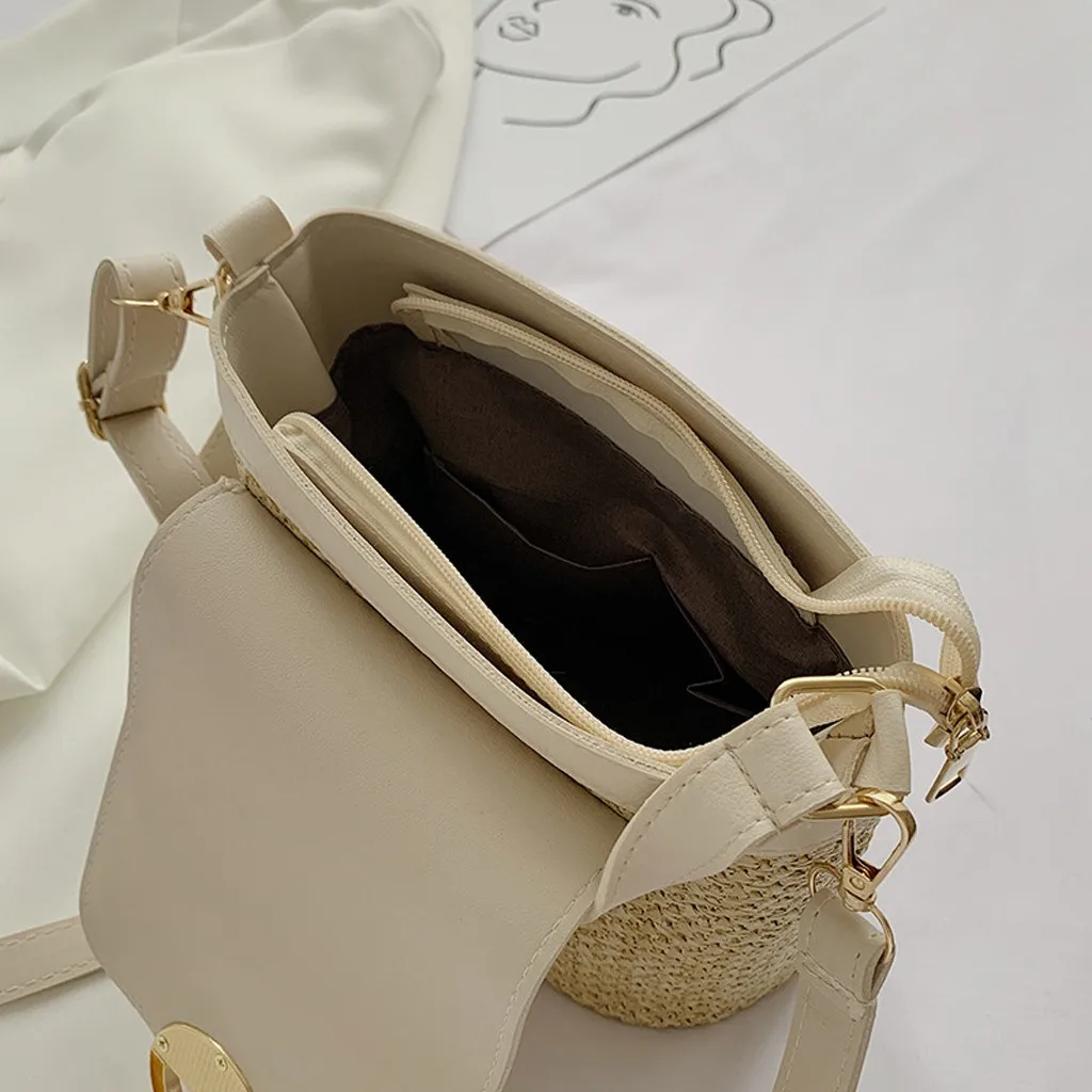 

Women Boho Woven Handbag Tote Shoulder Bags New Fashion Summer Beach Casual Straw Wicker Messenger Handbag #srn