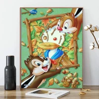 5d diy diamond painting disney chipn dale cartoon full square round hand mosaic embroidery home decoration gift