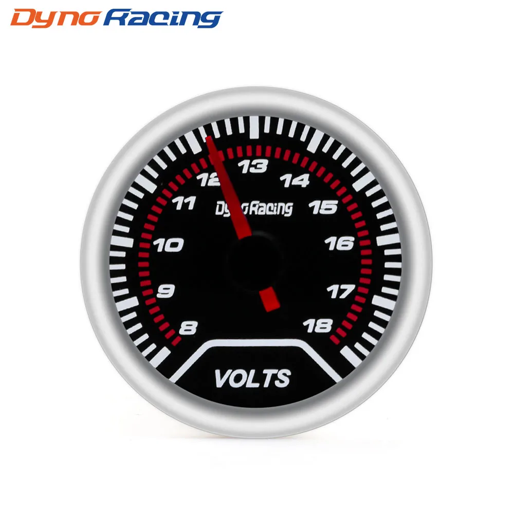 

Вольтметр Dynoracing BX101232, измеритель напряжения для автомобиля, с линзами дыма, 2 дюйма (52 мм), 8-18 вольт