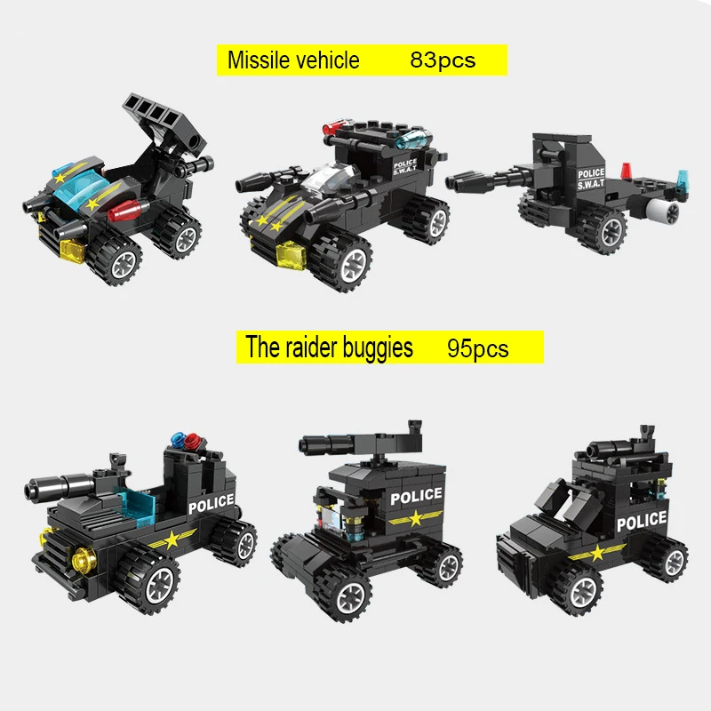 

750pcs City Police Station Car Building Blocks For City SWAT Team Truck House Blocks Technic Toy For Boys Children Building toys