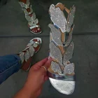Женские сандалии-гладиаторы; Летние туфли на плоской подошве Ремешок на щиколотке Стразы обувь в стиле шик женщина в римском стиле женские сандалии женская летняя обувь 2021