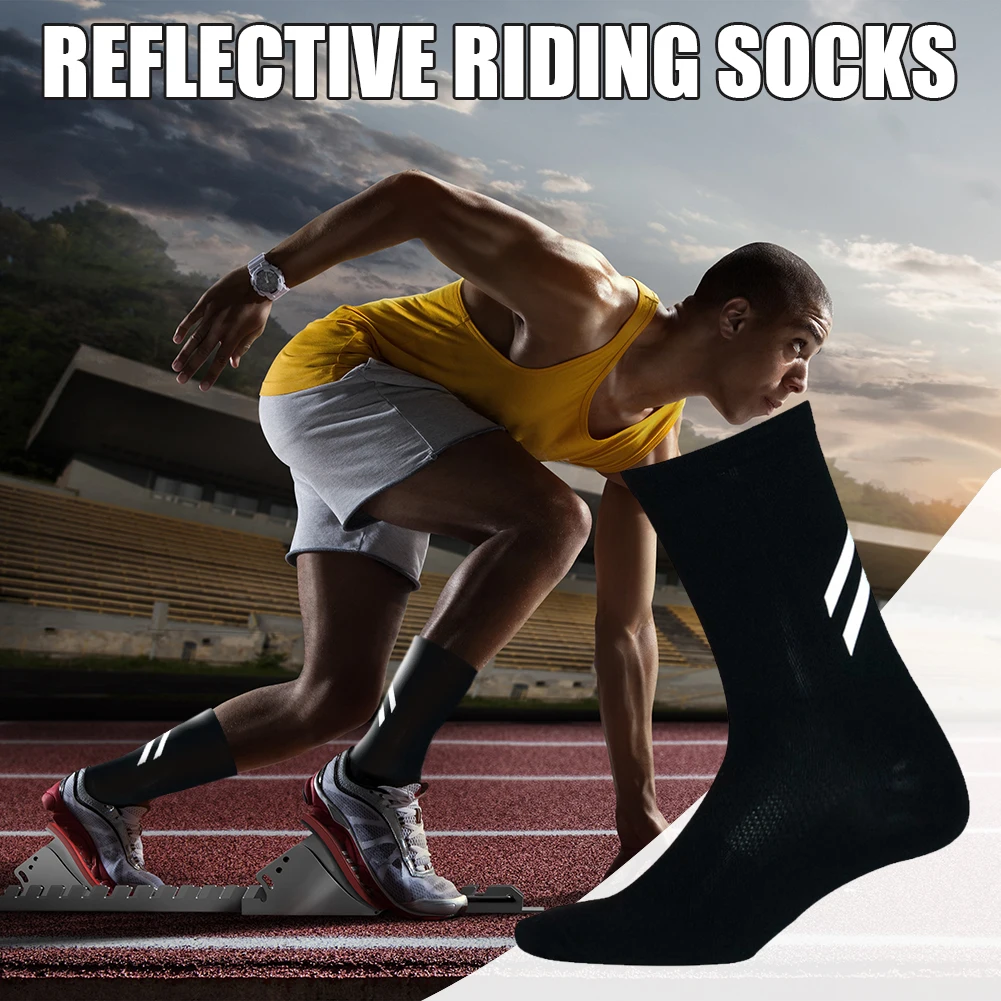 Светоотражающие велосипедные носки для мужчин и женщин спортивные до середины