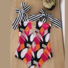 Женский слитный купальник на бретельках, с цветочным принтом и открытой спиной, кружевной купальник бандо, пляжная одежда, 2021