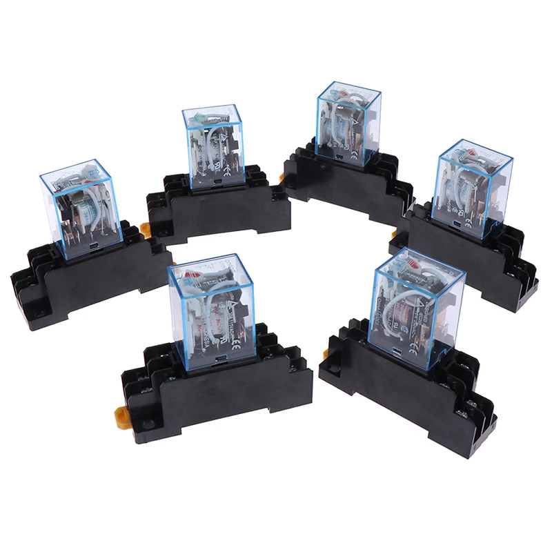 AC / DC LY2NJ 10A 8PIN катушка реле мощности DPDT HH62P HHC68A 2Z + Гнездо базы 12В 24В 1 шт