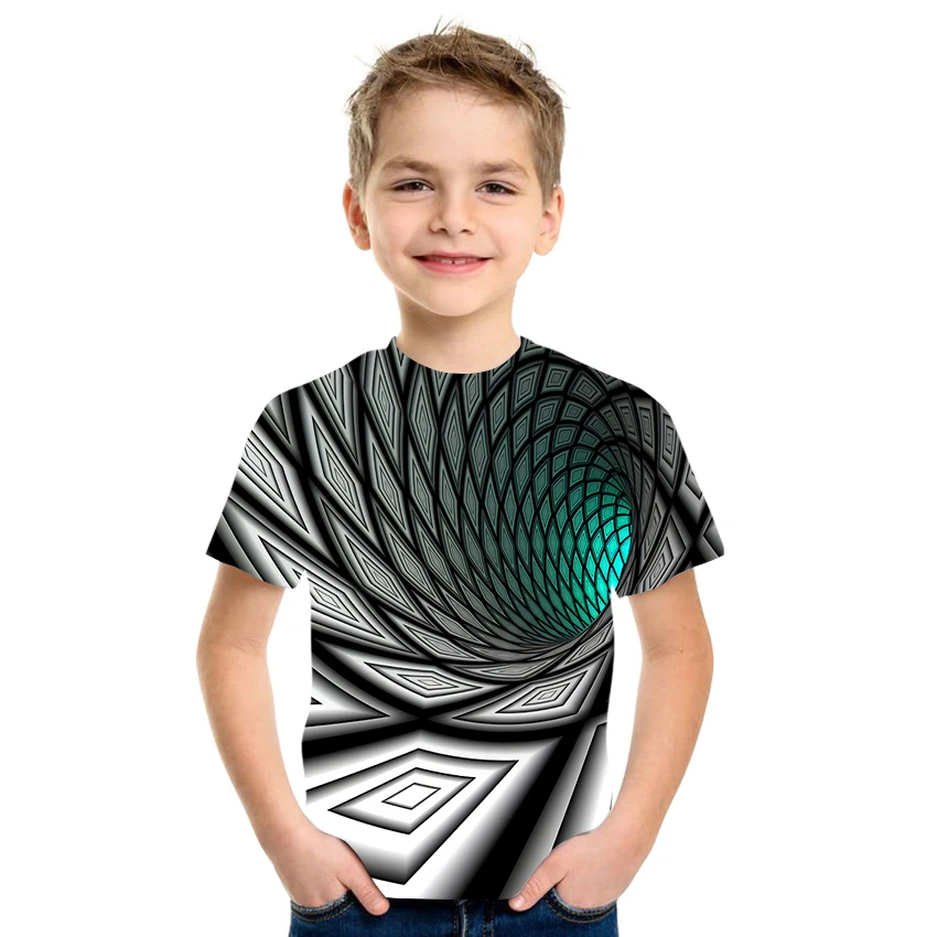 

2021 new summer 3D children's clothing printing boy's T-shirt hip-hop cool pattern casual loose clothing 4T-16T size