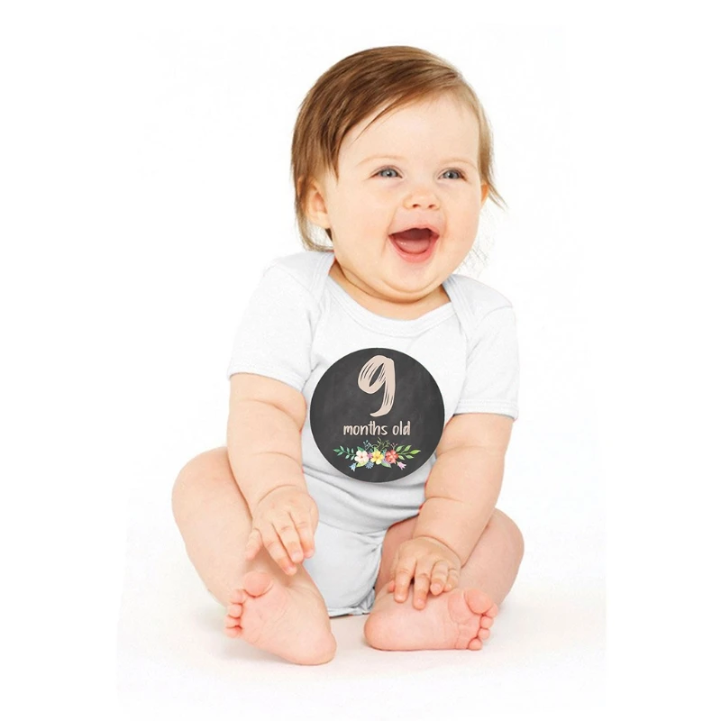 

12 Pcs/Set Floral Baby Monthly Stickers Memory Recording Milestone Stickers Months Cards Skills Cards Memorial Stickers