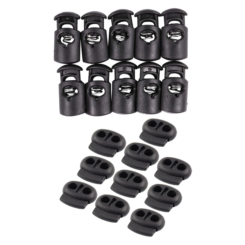 20 Pcs Hole Cord Stopper Black: 10 Spring Double Locks &amp Dia.8 Mm Laces Snap | Дом и сад