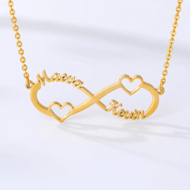 Ожерелье из нержавеющей стали под заказ с именем сердца золотой цвет