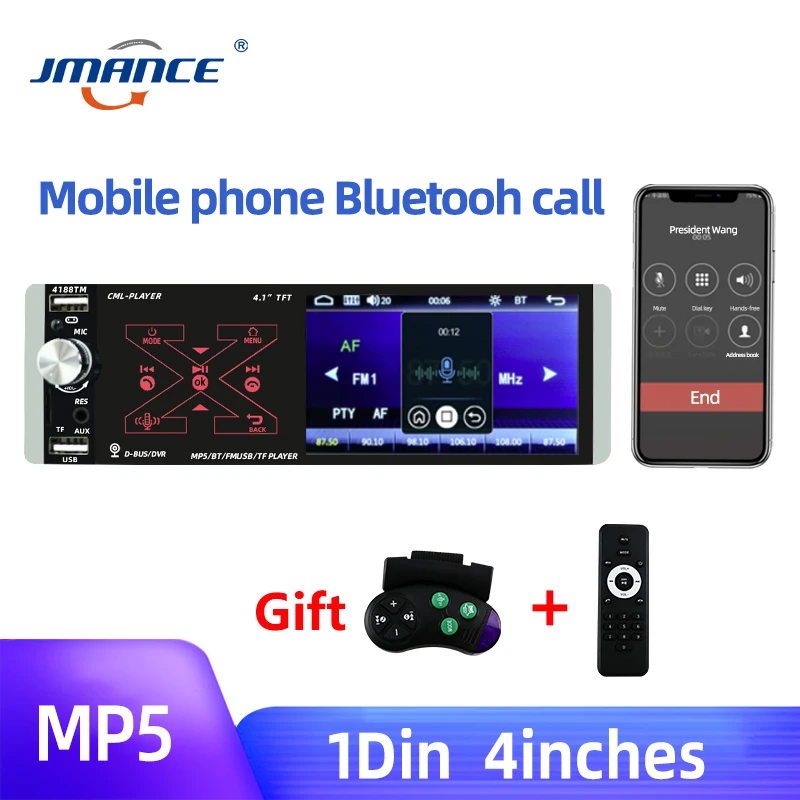 Автомобильный стерео MP3-плеер JMANCE стерео-система с одним DIN разъемом Bluetooth USB AUX