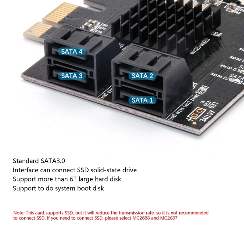 

SATA Expansion Card PCI-E to SATA 3.0 PCIE Riser Card 4XSATA3.0 Interface Hub Adapter 5Gbps for All PCI-E Slot