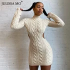 Женское трикотажное платье-свитер JULISSA MO, с длинным рукавом и высоким воротником, Осеннее Повседневное платье для вечерние, 2021