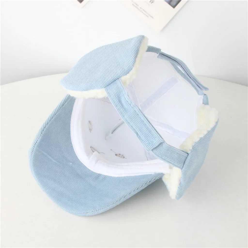 Симпатичная модная детская бейсбольная кепка бархатная защита для ушей теплая