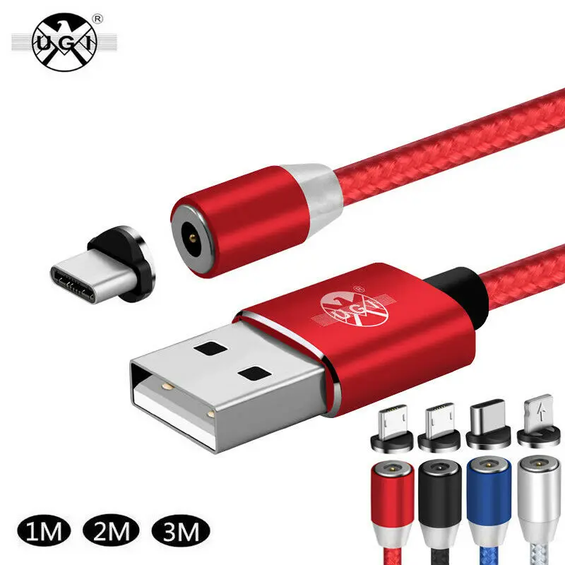 1 м/2 м/3 м длинный Магнитный плетеный кабель для быстрой зарядки IOS Micro usb type C