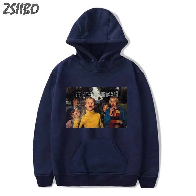 Men's Sweatshirt Child Smoking Photo Funny Printed Fun Hoodies men and women Unisex Hoodie Harajuku Streetwear Casual Male Coats - Color: Blue