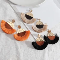 handmade boho jewelry fan fringe tassel dangle drop earrings gift for her geometric fringe tassel drop earrings
