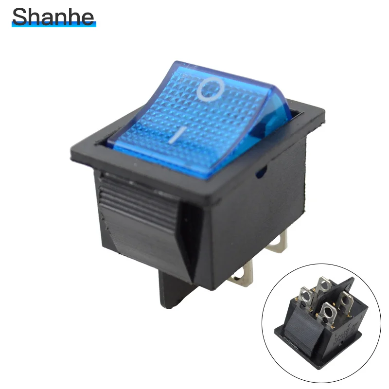 Blue 4pcs Красный, зеленый, желтый, синий светильник с подсветкой 4 Pin DPST переключатель включения/выключения - Цвет: Blue 4pcs