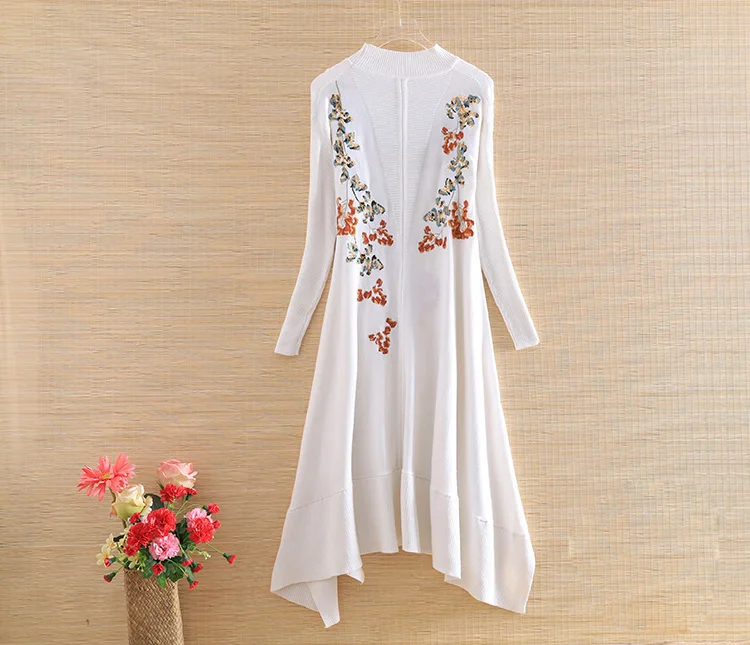 Высококачественное осенне-зимнее платье в китайском стиле винтажное вышитое