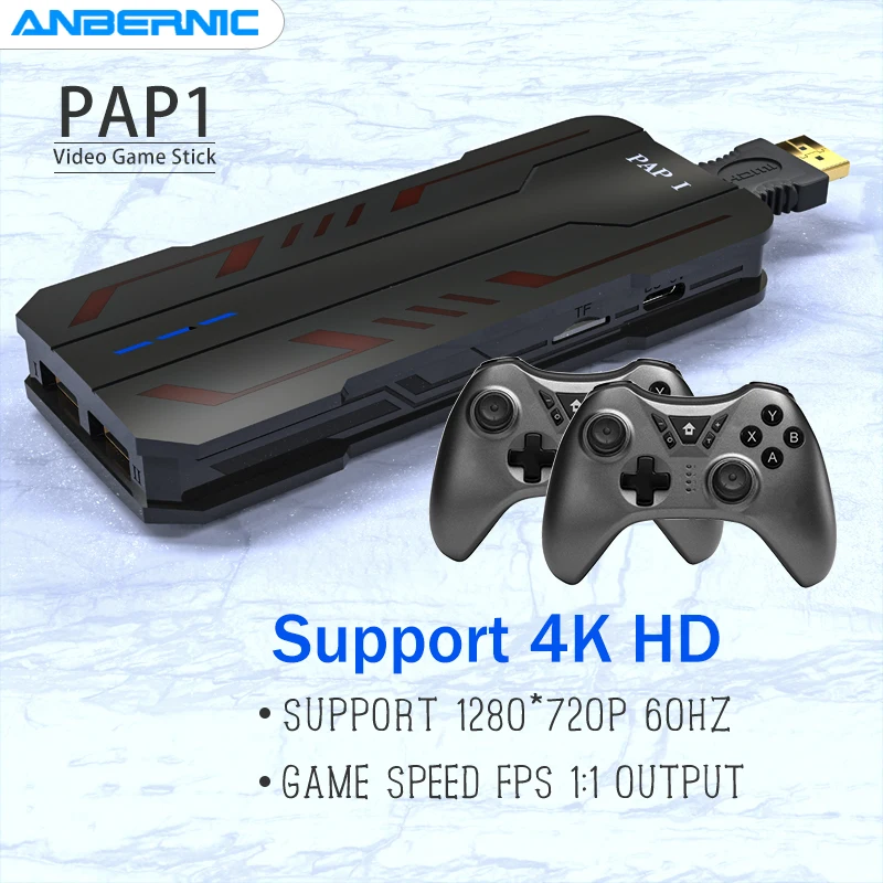 ANBERNIC Game Stick PAP1 4K HD Video Game Console 2.4G Double Wireless Controller For PS1 Retro TV Game Player 5200 Games Stick