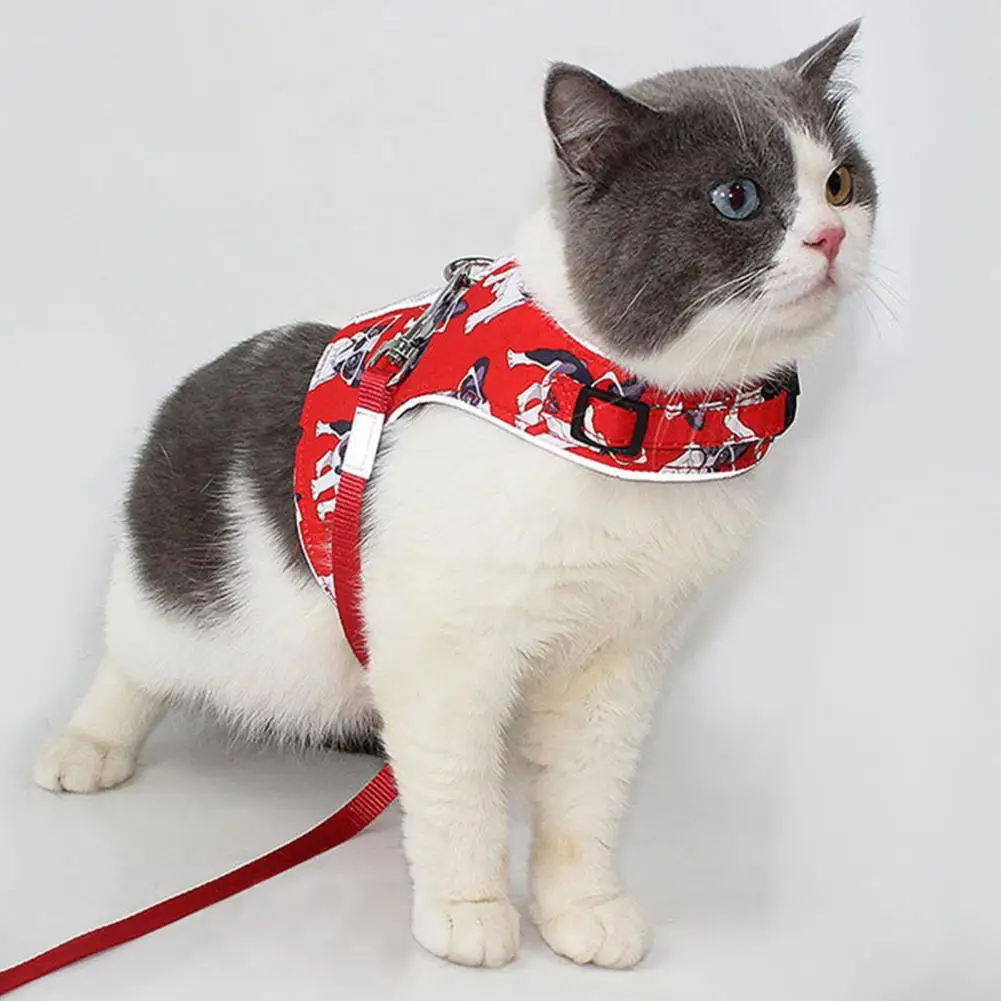 2pcs Creative Cat Outdoor Walking Harness Vest Reflective Chest Strap Kitten Leash Traction Rope Set | Дом и сад