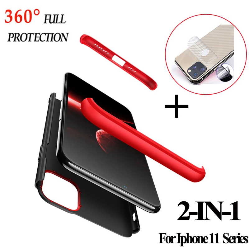 Полная защита Задняя стеклянная наклейка чехлы на iphone 11 promax 2 в 1 матовая Броня