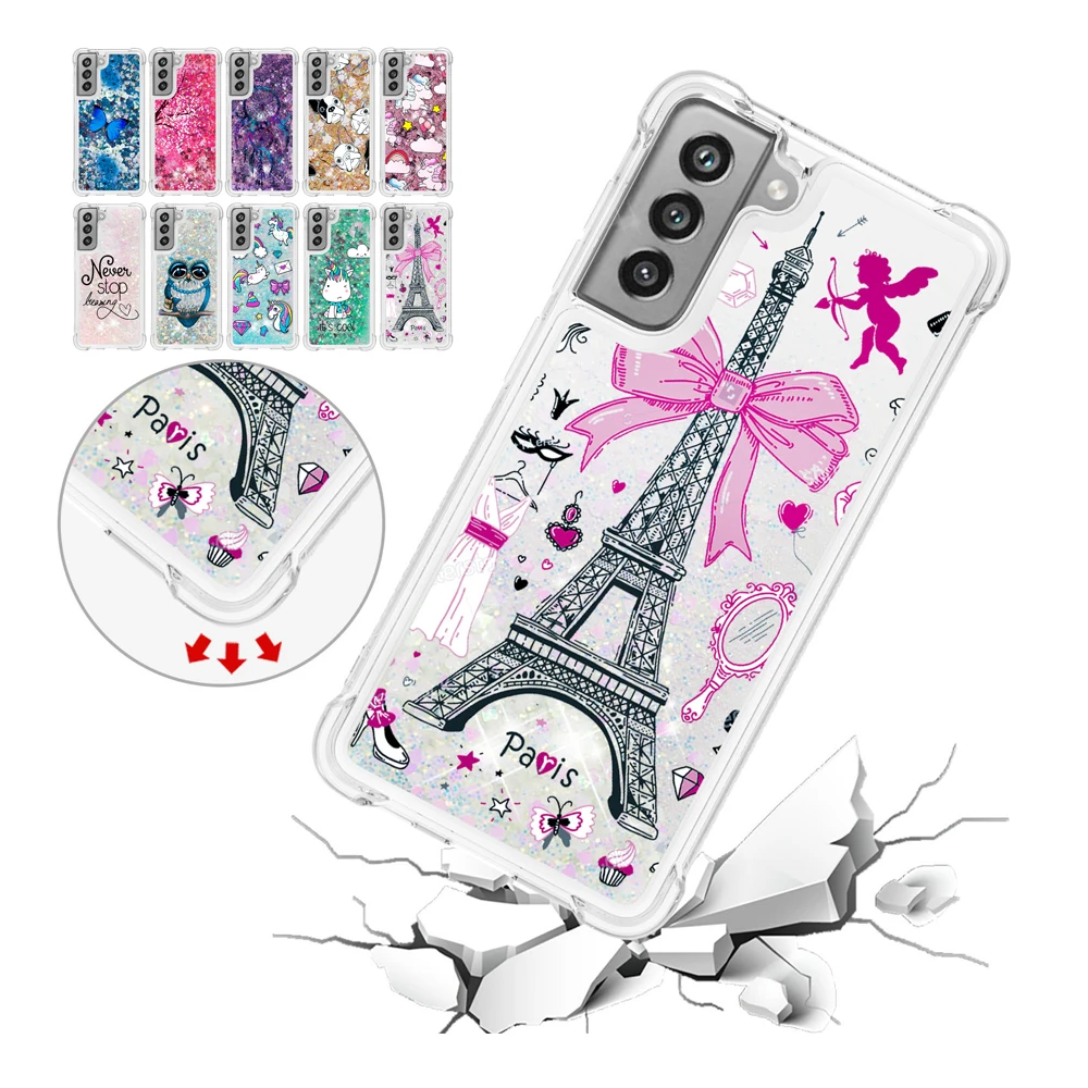 

Glitter Phone Case on For Xiaomi POCO X3 Pro Redmi 7A 6A Note 8 9 10 Pro Max 9S 10S 9T Dynamic Liquid Quicksand Soft Back Cover