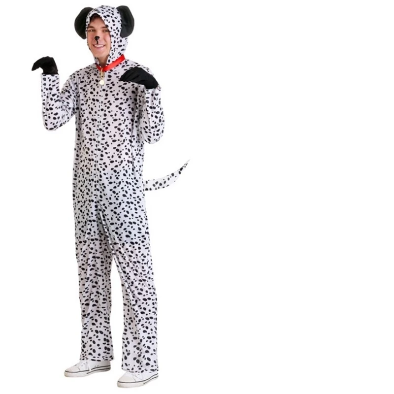 halloween Kids Boys Onesie Dalmatian Spotty Dog Cosplay Costume Black White Cute Animal Kigurumi Jumpsuit Pajama for Adult | Тематическая