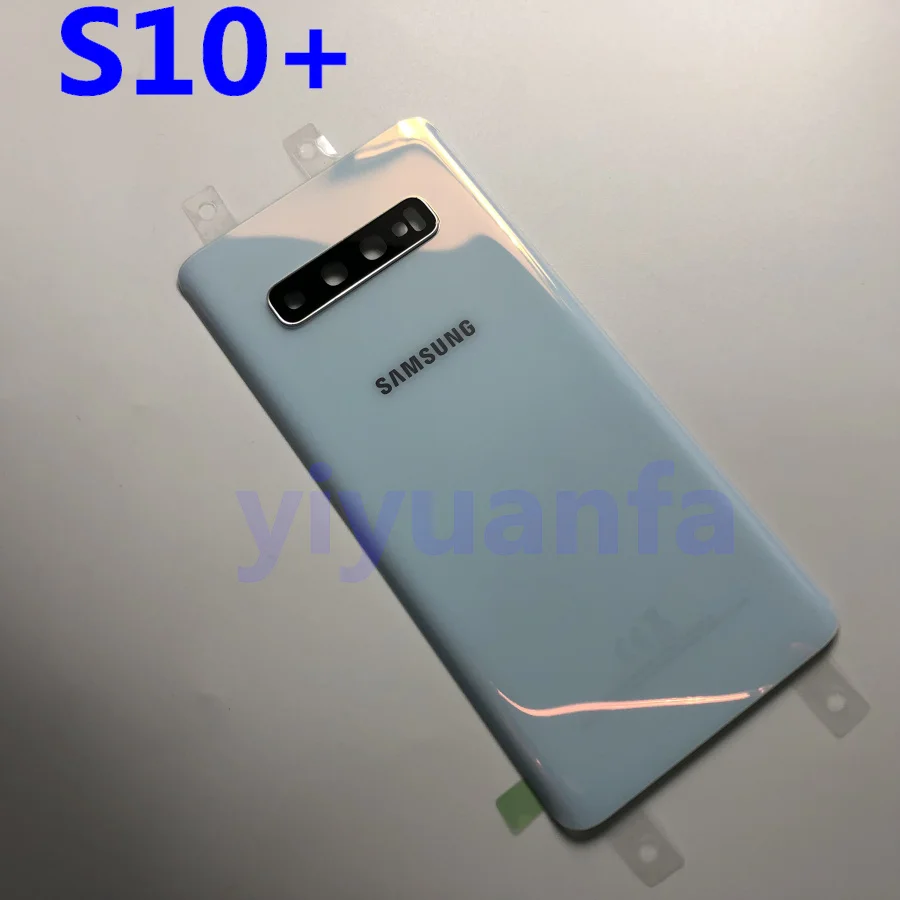 Samsung Galaxy S10 G973 S10 Plus G975 S10E задняя крышка батарейного отсека задняя крышка Корпус Запасные части+ стеклянная рамка объектива камеры - Цвет: S10 Plus white