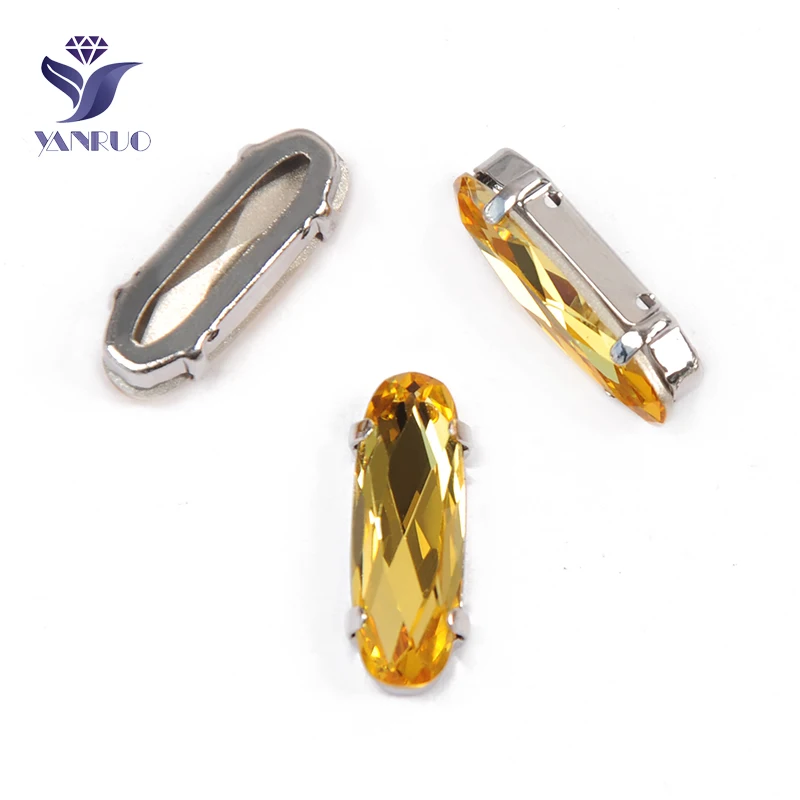 Light Topaz YANRUO 4161, удлиненные Стразы для багета, хрустальные причудливые камни с когтями, K9 точечные Стразы для рукоделия - Цвет: Light Topaz