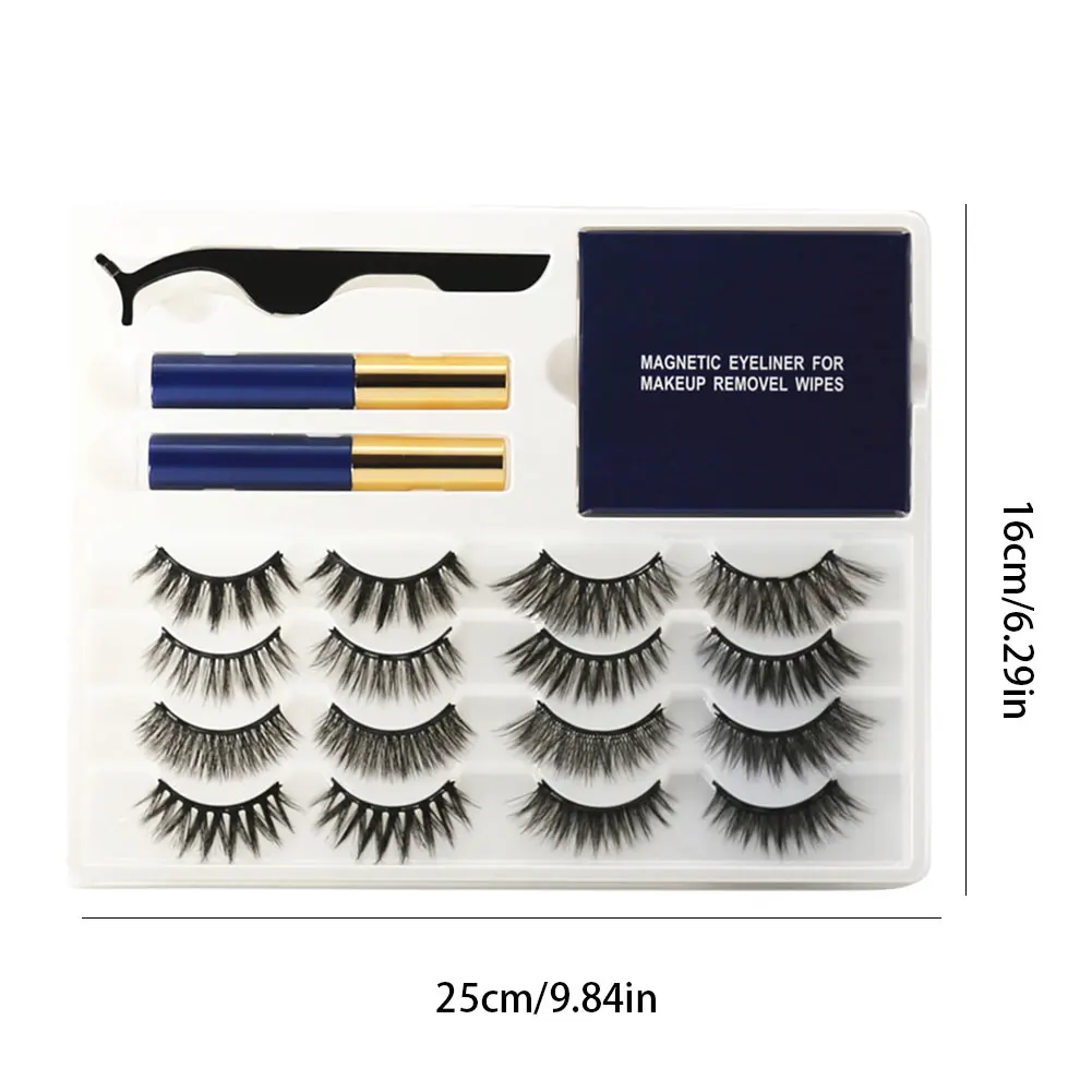 

Magnetic Eyelashes 3 Pairs 3D Mink Magnet Eyeliner Set Glue-Free Magnet Eyeliner&Tweezers Set Makeup Extension Beauty Tool Kit