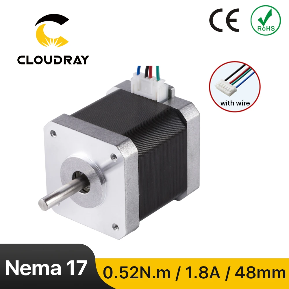 Шаговый двигатель Cloudray Nema 17 48 мм 52 Н см 1 8 А 2 фазы с DuPont 4-lead для 3D-принтера