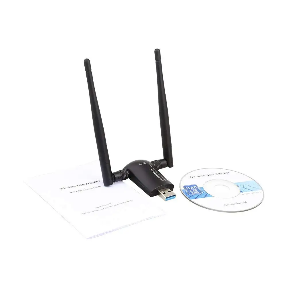 

Wireless USB WiFi Adapter 1200Mbps Dual Band 2.4GHz/300Mbps 5GHz/867Mbps High Gain Dual 5dBi Antennas Network WiFi USB 3.0
