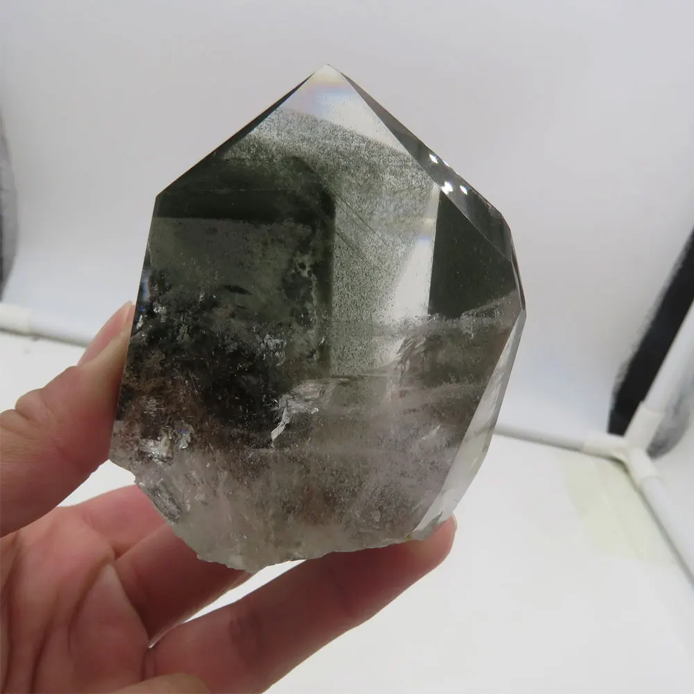 223 г AAA ++ натуральный темно-зеленый призрак фантомный кварцевый кристалл камень