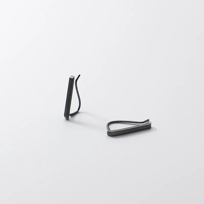 

925 Sterling Silver Simple Hop Pop Trendy Earrings Punk Black Ear Hook For Jewelry Party Gifts