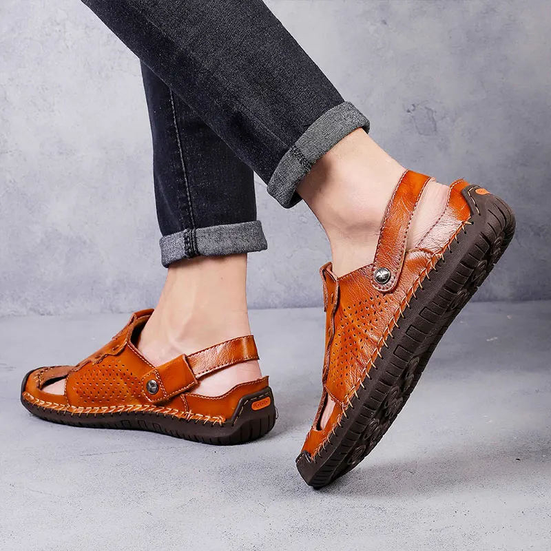 

Samool Shoes White Sandals Men Mens Summer Leather Sandal Shoes Sandalias Piel Hombre Sandalhas Masculina Slippers Shoe
