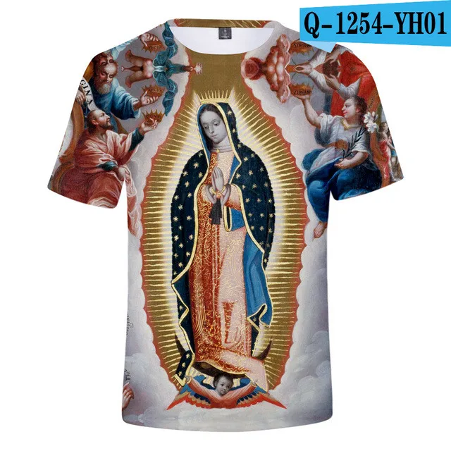 Our Lady Of Guadalupe Virgin Mary catcotic Мексика футболка высшего качества мужская летняя футболка с короткими рукавами harajuku футболка одежда - Цвет: 3d-292