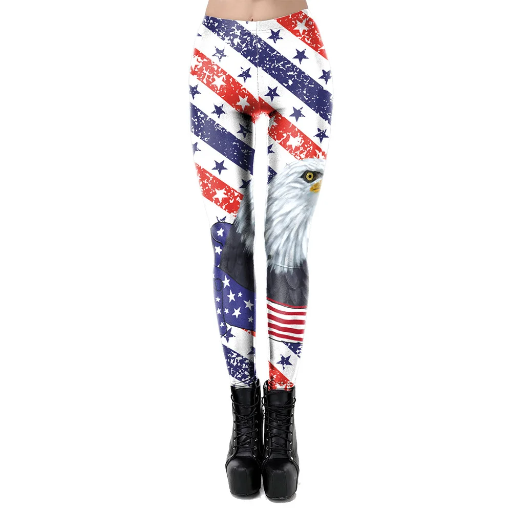 

American Independence Day Leggings Printed Sexy Tight Pants Women Clothing Workout Fitness Legging Stretchy Pencil Trousers
