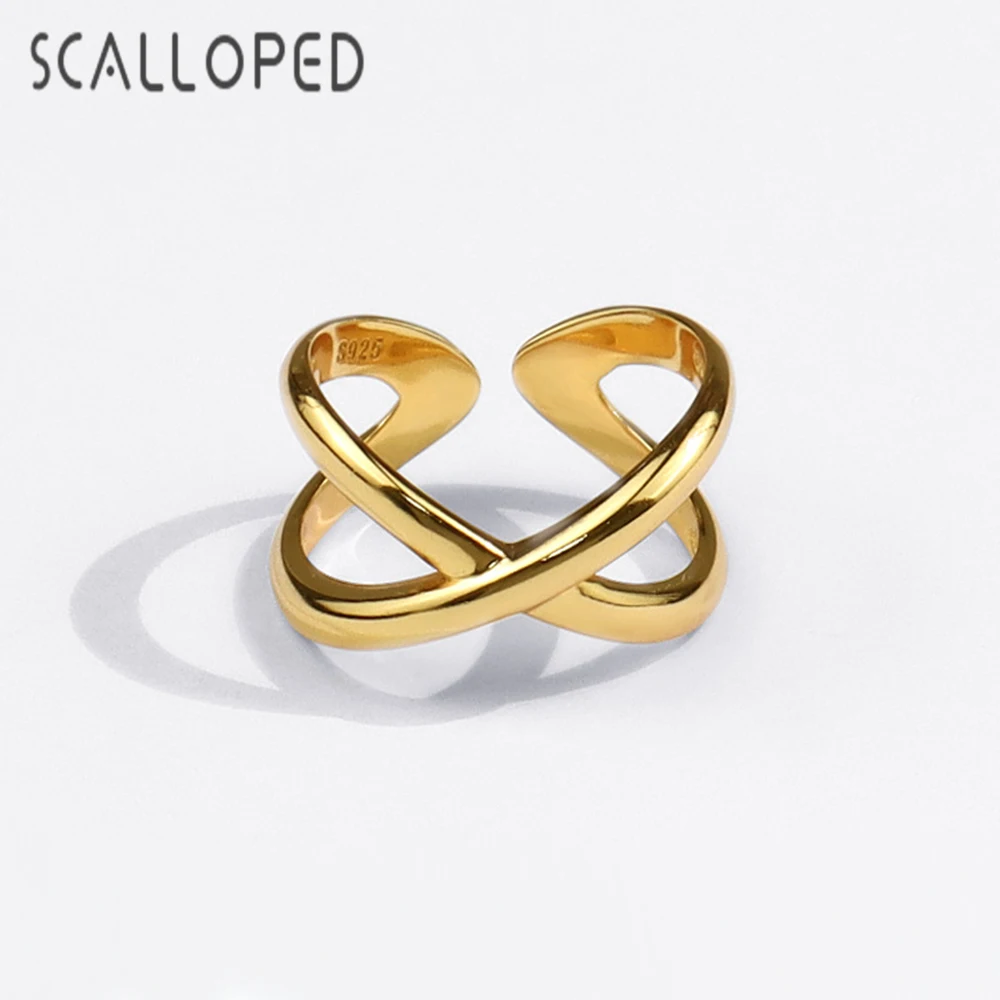

SCALLOPED Fashion Personality Cross Adjustable Ring Exotic Simple Ladies Party Festival Jewelry Ring