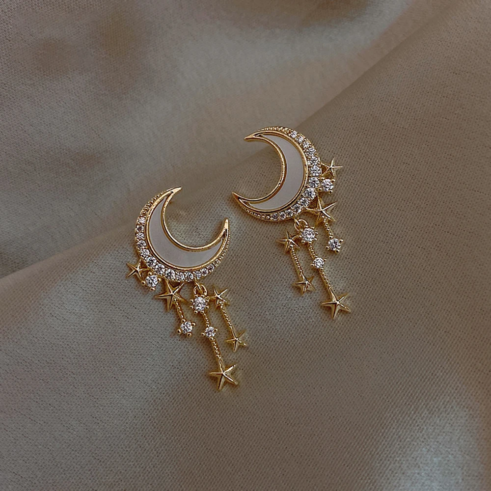 

2021 New Trendy Moon Dangle Earrings For Women Temperament Pendant Earring Girl Party Jewelry Gift