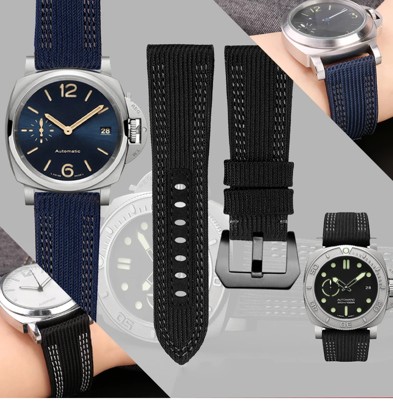 Ремешок для часов Panerai Pam00984 00985 PAM111 PAM441 Stealth нейлоновая кожа аксессуары большой