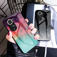 Painted Glass Phone Case For HUAWEI HONOR V40 V30 V50PRO Cover 9LITE 20i 30S Protective Case starry sky Luxury TPU Funda