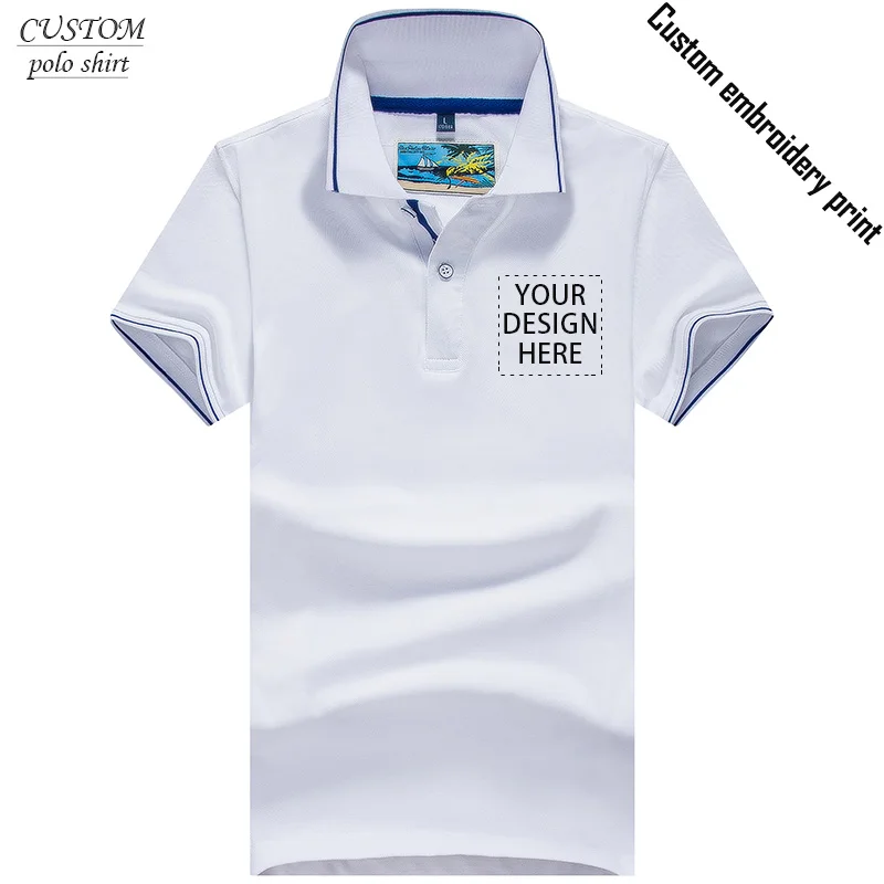 Изготовленным на заказ логосом вышитая рубашка поло короткий рукав Футболка