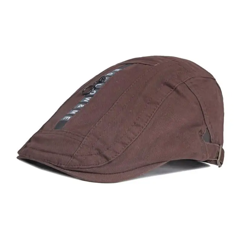 

LDSLYJR 2021 Cotton Spring Summer Solid Color Letter Newsboy Caps Flat Peaked Cap Men and Women Painter Beret Hats 137