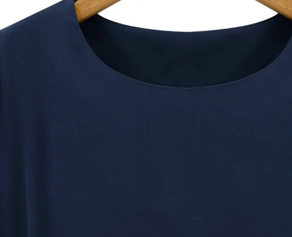 

Plus Size Loose Chiffon Blouses for Women Navy Blue White Color Irregular Short Sleeve Summer Fall Fashion Tops Blusas Clothing