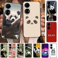 super cute panda phone case for huawei p50 p40 p30 p20 10 9 8 lite e pro plus black etui coque painting hoesjes comic fas