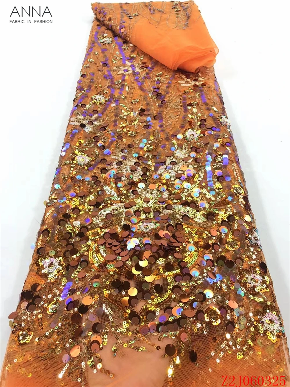 Анна 3d с кружевами и блестками размеры 5 ярдов тюль сетка модные оранжевого цвета